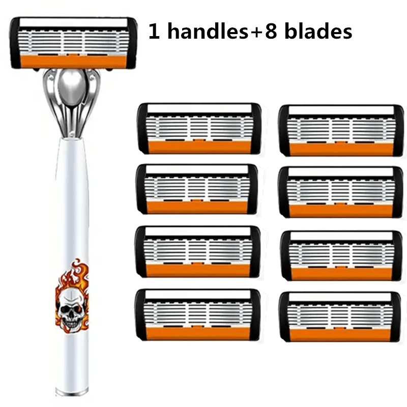 Men's Safety Razor with Replacement Blades - Anti-Slip Stainless Steel Handle Shaver for Beard & Sideburns