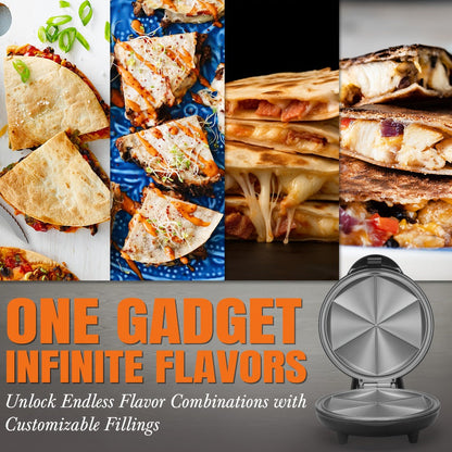 Electric Quesadilla Maker 9.5 Inch, Grilled Cheese Machine, Extra Stuffing, Easy 6-Wedge Slice, Feet