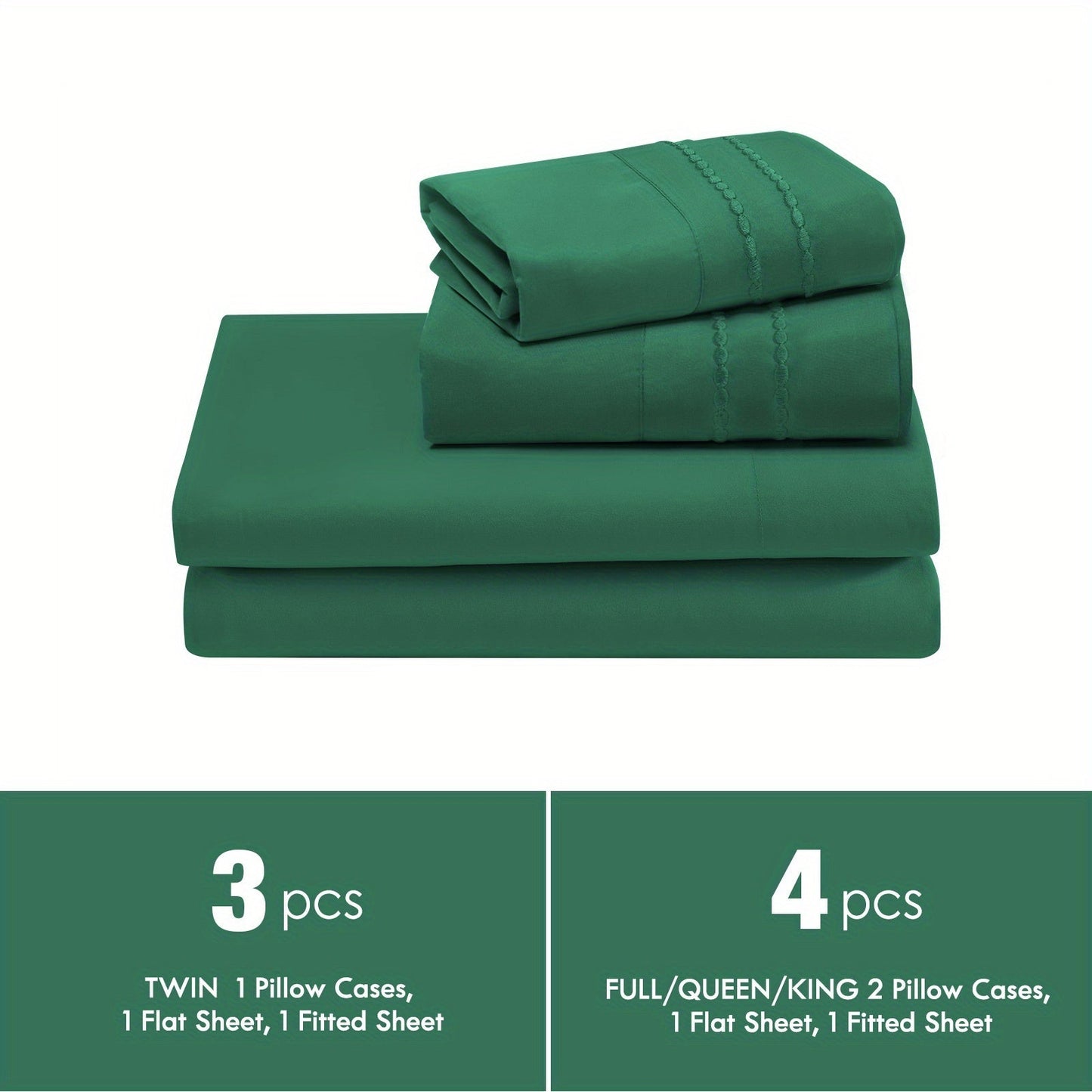 Fitted Sheet Set Deep Pocket | Soft Cooling Breathable Bedding 3-4pcs Fade-Resistant All-Season for Twin Full Queen King