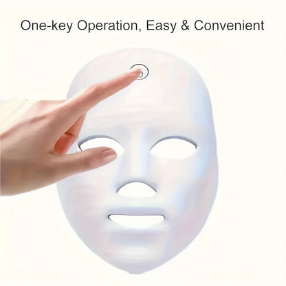 Silicone LED Face Mask Rechargeable 7-Color Light Therapy Skin Care Device - Acne Treatment for Bath Time, Home Spa and Personal Care