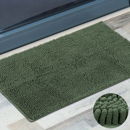 Chenille Doormat Absorbent Non-Slip Washable Indoor Outdoor Mat – Soft Shaggy Entryway Rug for Muddy Paws
