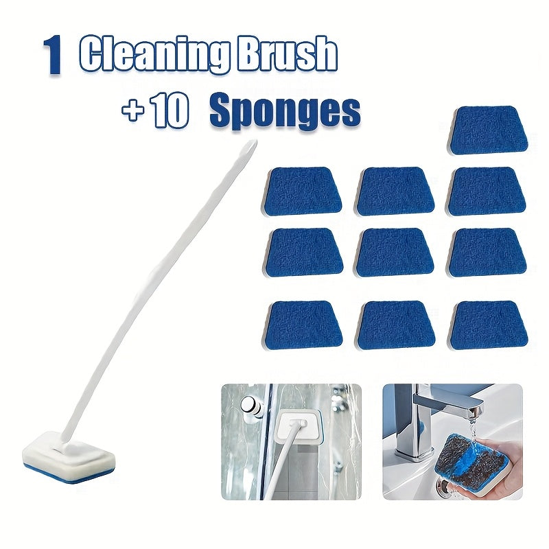 Shower Cleaning Brush Set with Replaceable Heads 7/11/16pcs – Bathtub Brush Wall Tile Brush Floor Brush Window Glass Cleaner
