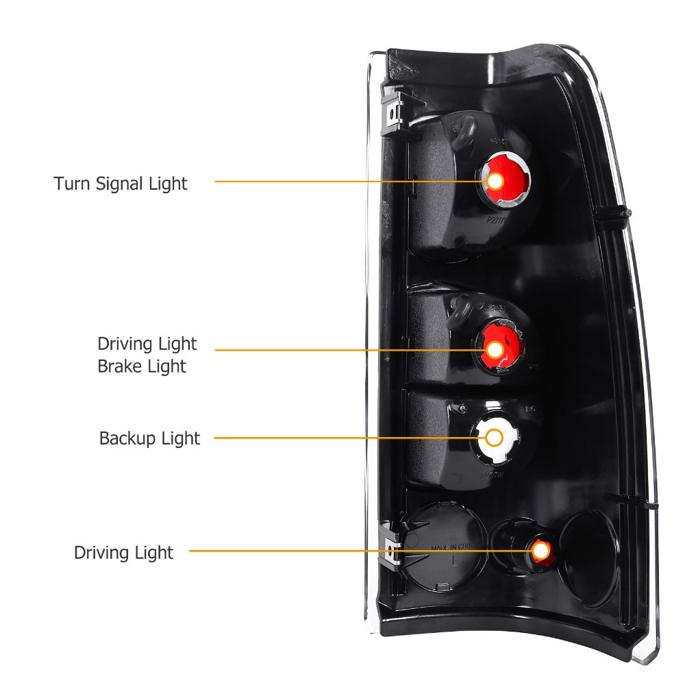 Tail Lights for Chevy Silverado 1500 2500 3500 1999-2006 & GMC Sierra 1999-2003 – Direct Replacement Pair | Black Housing | Smoked Gray