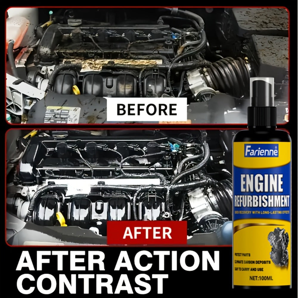 Engine Compartment Restorer Spray 3.38oz with Sponge – Engine Bay Refurbishing Agent, Polishing & Cleaning Spray, Extends Service Life