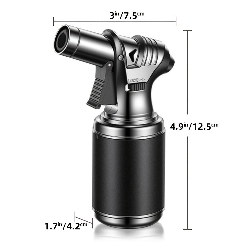 Big Tank Kitchen Butane Torch Lighter Adjustable Flame & Safety Lock - Refillable Blow Torch with Refill Adapters for Creme Brulee