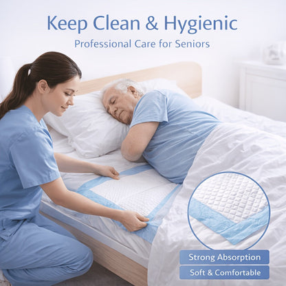 Disposable Incontinence Bed Pads for Adults and Elderly Thickened Highly Leak-Proof Underpads for Entryways, Bedrooms and Living Spaces