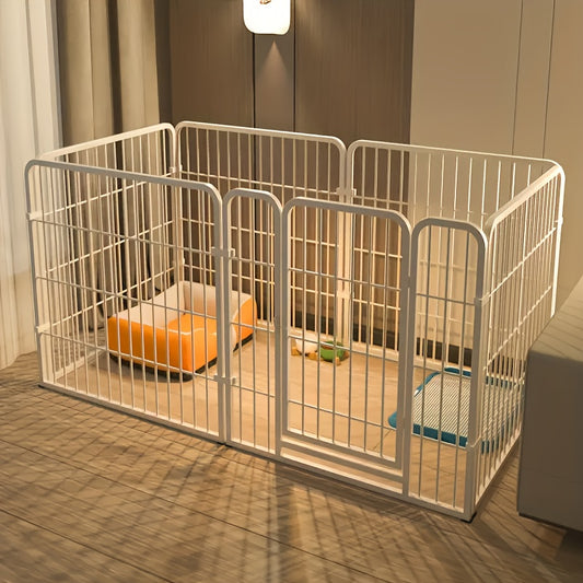 Indoor Dog Enclosure Stainless Steel Multi-Functional Playpen with Resting Play & Potty Training Areas – Flexible Modular Design