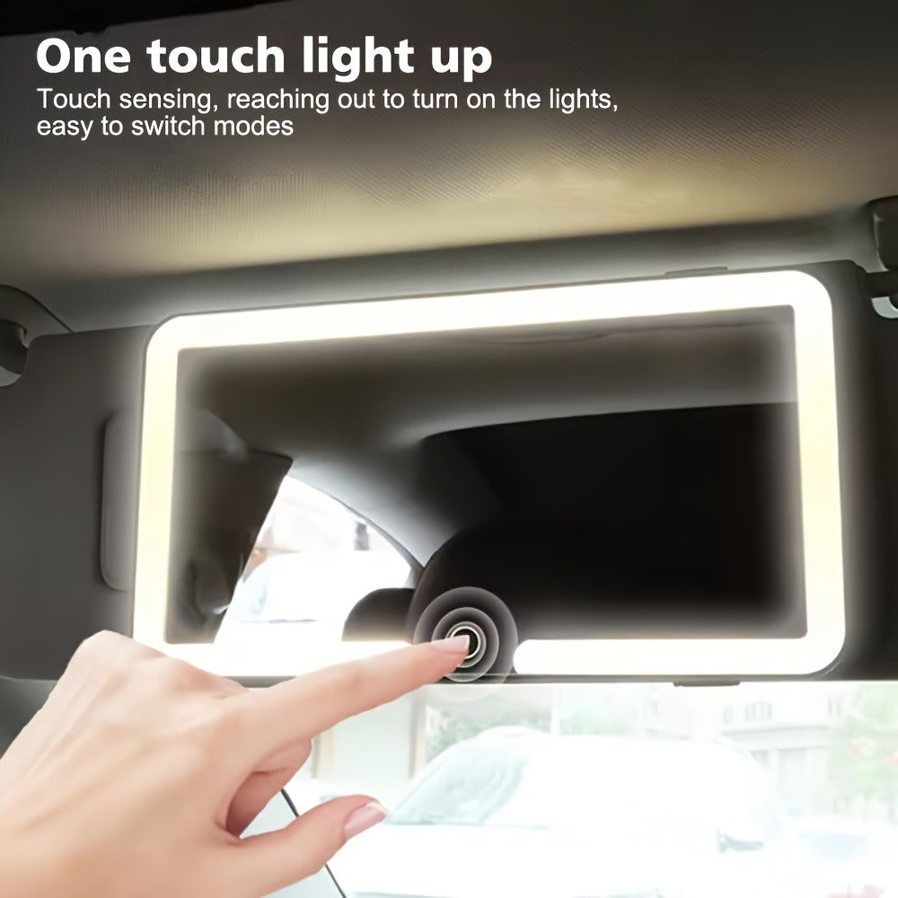 Car Visor Makeup Mirror LED Lighted USB Powered – Sun Visor Vanity Mirror with 3 Light Modes, Universal Fit for Cars Trucks SUVs