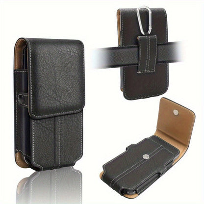 Phone Holster Belt Clip PU Leather Universal Waist Pouch 5.2–7.2 Inch – Vertical Carry Case with Metal Clip & Belt Loop for iPhone 16 15 14