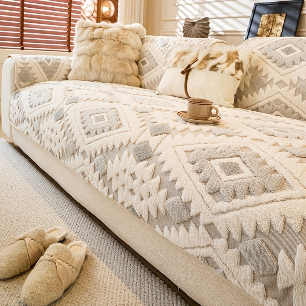 Sofa Cover, Thick Plush Couch Pad with Backing Detail in Three Colors and Seven Seat or Arm Sizes
