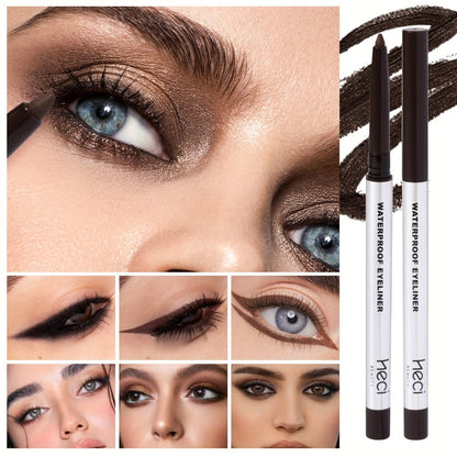 Quick-Dry Brown & Black Gel Eyeliner Pencil 3 Pack Waterproof Smudge-Proof, for Makeup, Travel and Everyday Vanity Use