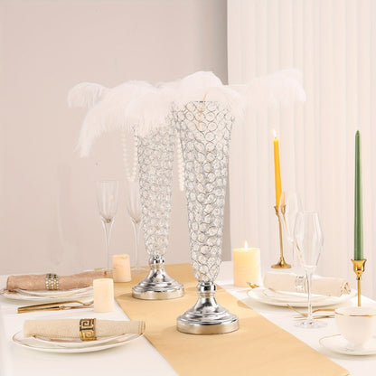 Crystal Trumpet Flower Vase Centerpieces for Wedding Table – Bling Wrought Crystal Vases for Party, Anniversary, Birthday