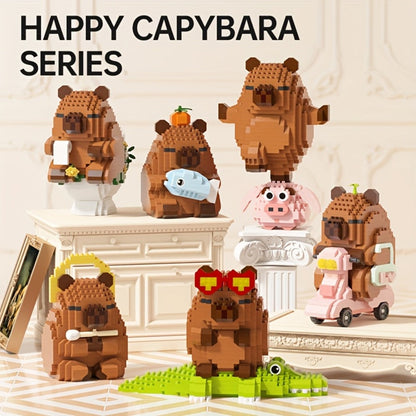 Capybara Micro Brick Building Set 562pcs Collector Edition – Miniature DIY Assembly Desk Decor Stress Relief Toy for Kids Teens Adults