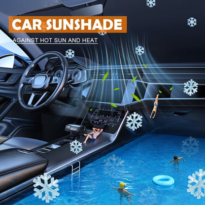 Windshield Sun Shade with Hook & Loop Closure – Foldable Front Window UV Ray Blocker, Dashboard Heat Protector