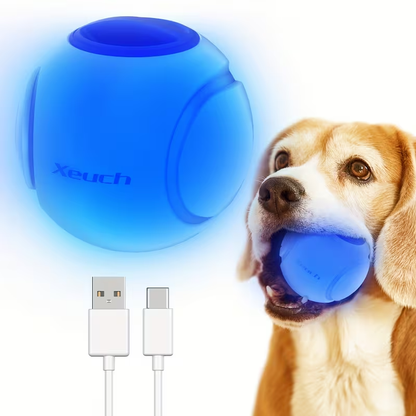 LED Light Up Dog Ball Toy Glow in the Dark – USB Rechargeable Motion-Activated Glowing Fetch Ball for Small Medium Dogs
