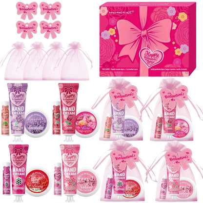 20pcs Beauty Gift Set Lip Balm Hand Cream Solid Perfume Pink Gift Bag Glossy Finish All Skin for Makeup, Travel and Everyday Vanity Use