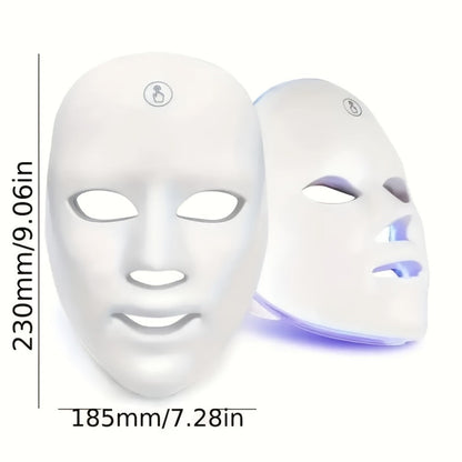 Silicone LED Face Mask Rechargeable 7-Color Light Therapy Skin Care Device - Acne Treatment for Bath Time, Home Spa and Personal Care