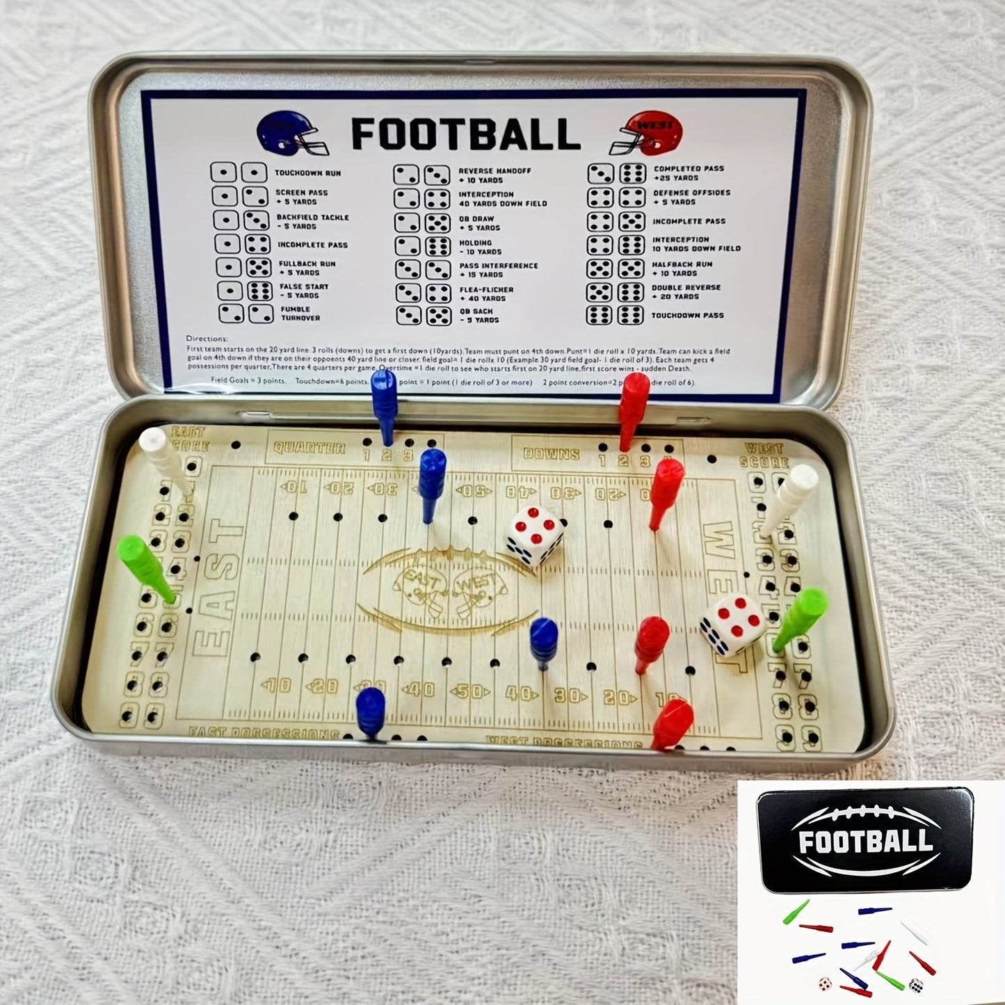 Sports Travel Board Game Set – Portable Wooden Baseball Softball Football Finger Dice Tabletop Game for Family Game Night