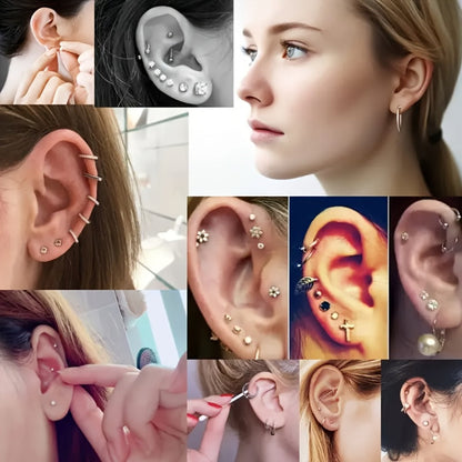 Disposable Ear Piercing Gun Set 8pcs - Stainless Steel Ear Stud Piercing Tool Kit for Entryways, Bedrooms and Living Spaces