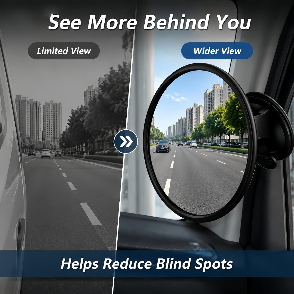 Convex Car Rearview Mirror 360° Rotating – Wide Angle Blind Spot Mirror with Silicone Suction Cup Mount for Cars Trucks SUVs Motorcycles