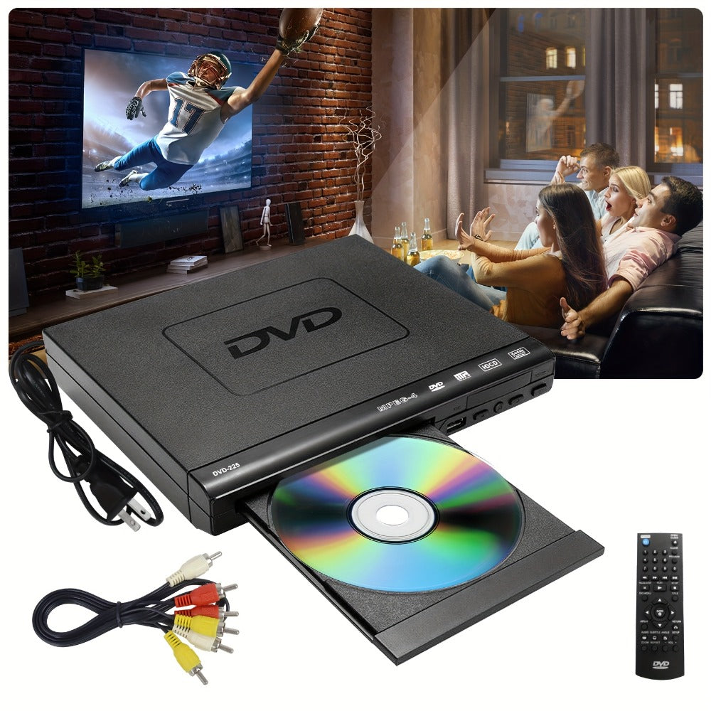 1080P Full Region DVD Player for Elderly, HD AV Output USB Direct Read Smart Error Correction, Easy Home DVD Player with Remote Control
