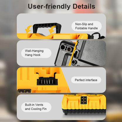4-Port Dewalt Battery Charger DCB104 12V 20V Max 2 USB Ports for Entryways, Bedrooms and Living Spaces