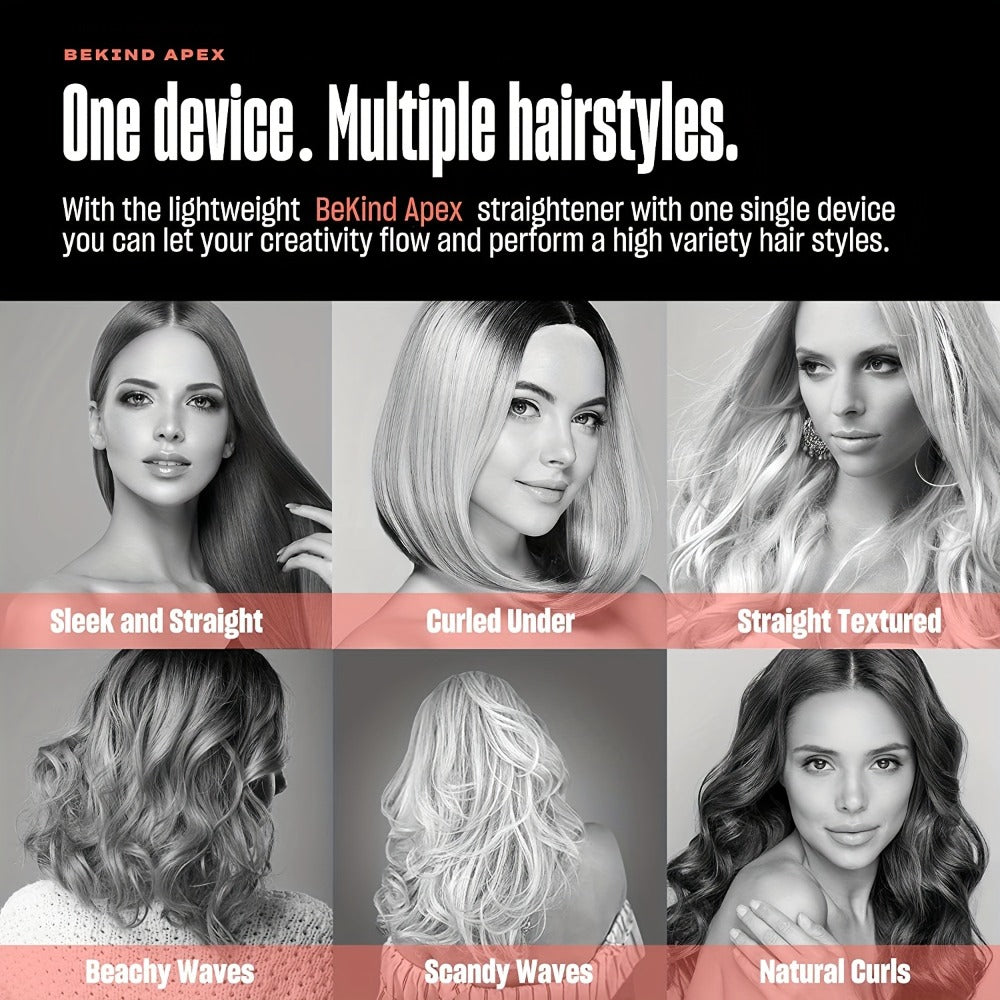 Hair Straightener Flat Iron 2-in-1 Curling Iron, 460°F Professional Ceramic Plates, 15s Fast Heating