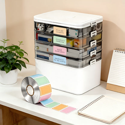 5-Tier Stackable Storage Box with Lids, Large Transparent Organizer with Handle for Home & Travel - Pill Box