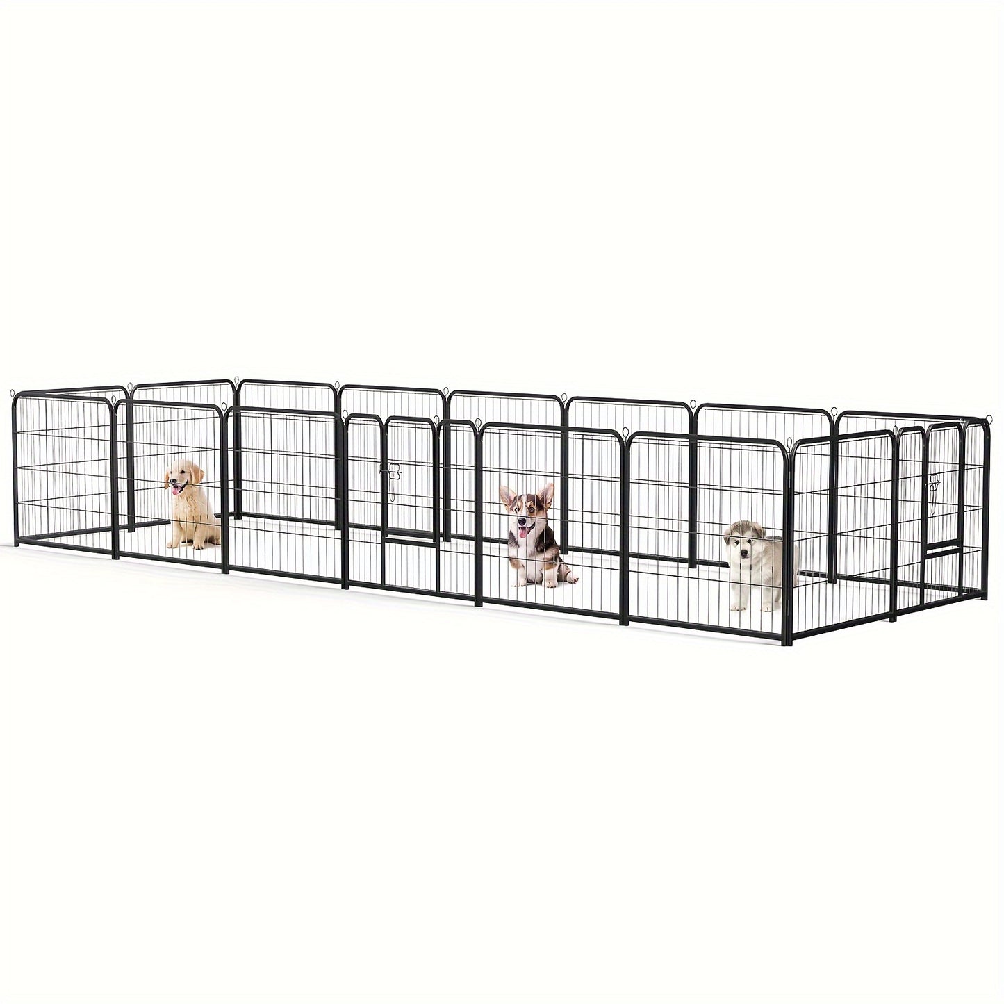 Pet Playpen Exercise Pen for Dogs 8 or 16 Panel Modular Indoor Outdoor Dog Fence – 24 32 40 Inch Height Options for Small Medium Large Dogs