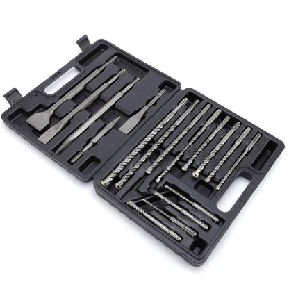 17-Piece SDS Plus Drill Bit Set with 40CR-Labeled Masonry Bits, Four Chisels and Fitted Carry Case