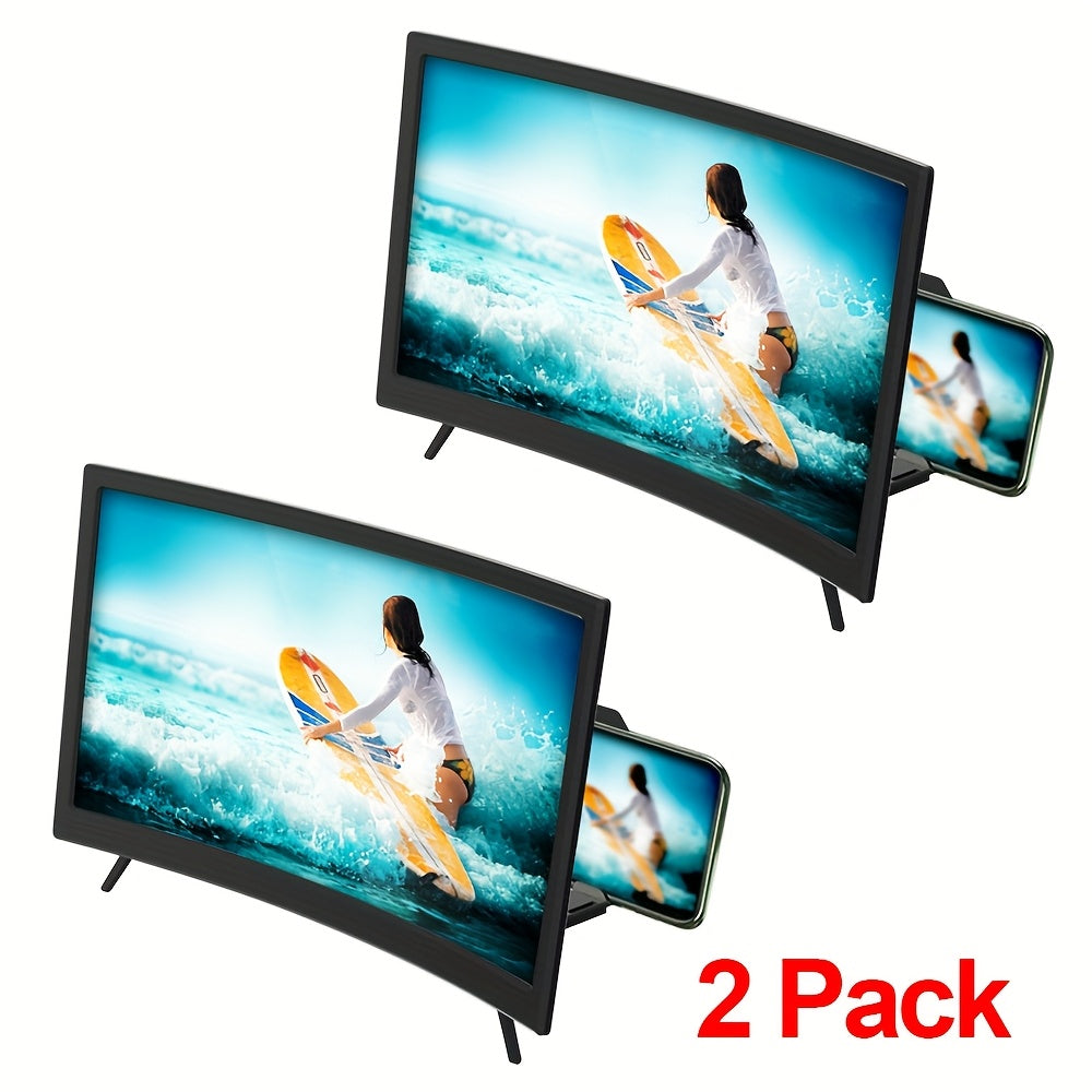 Screen Magnifier for Phone 12 Inch HD Curved Lens – 1:1 No-Distortion Enlarger, Foldable Portable Stand, Eye Protection for Movies Video