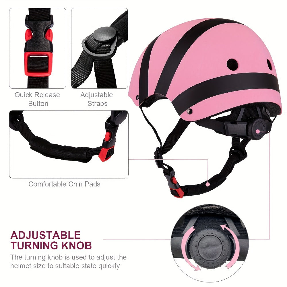 Kids Bike Helmet with Knee and Elbow Pads, Adjustable Gear Set for Ages 5-14, 350g with Ventilation