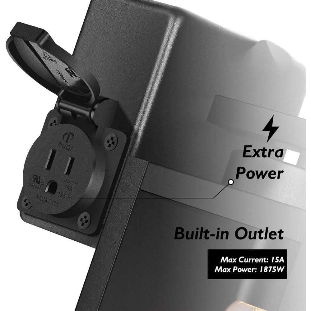 Outdoor Wall Light with Outlet 2-Pack - Modern Exterior Porch Wall Sconce Lighting Fixture for Front Door