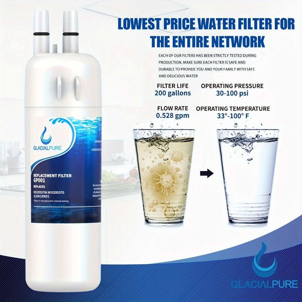 Refrigerator Water Filter 5-Pack Compatible with GlacialPure GP001 EDR1RXD1 W10295370 WHR1RXD1 KAD1RXD1 P8RFWB2L P4RFWB P5WB2L