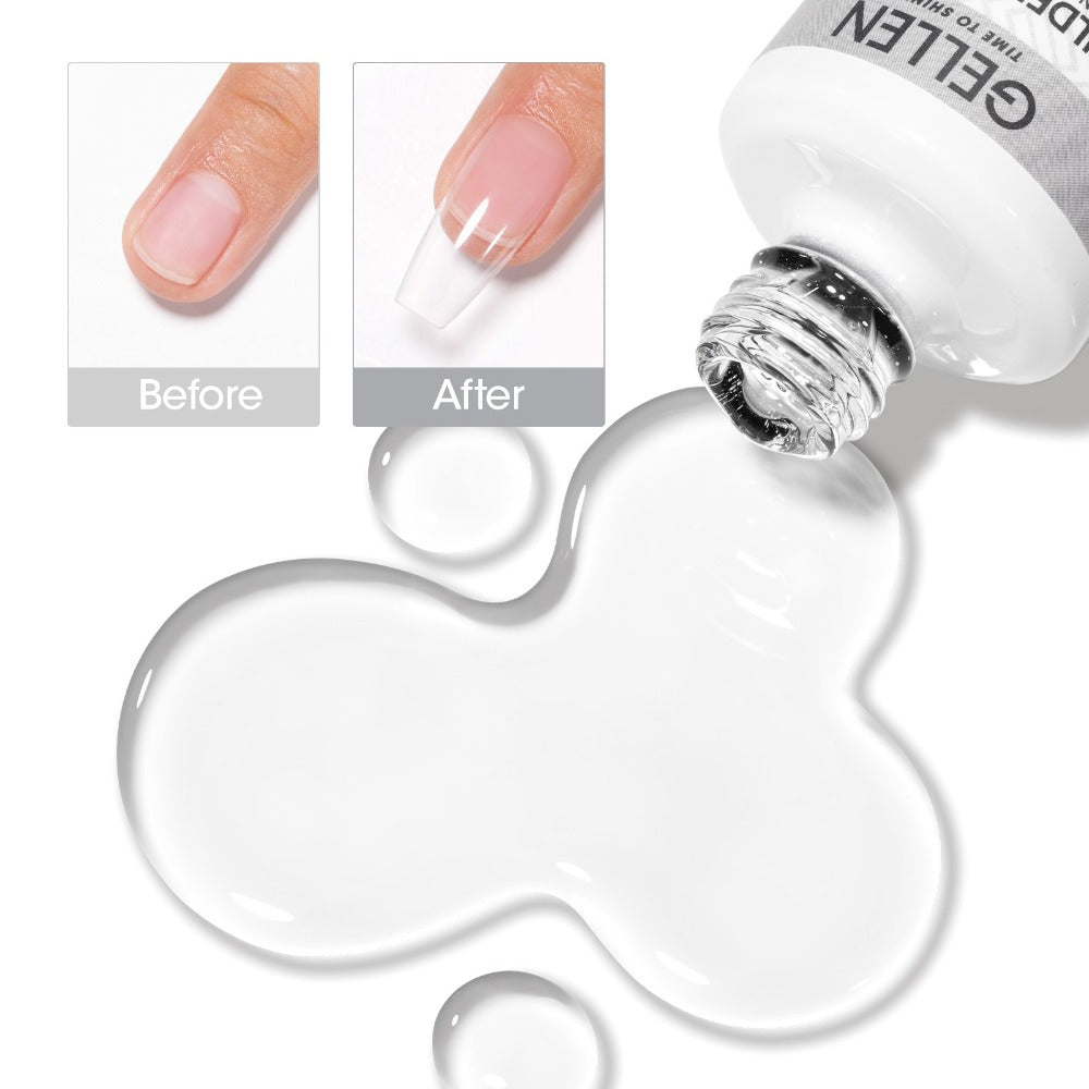 Hard Gel Nail Extension Builder Gel 7-in-1 Self-Leveling – 28+ Day Wear, LED UV Cured, 15ml, Clear Pink Nude Baby Pink Milky White