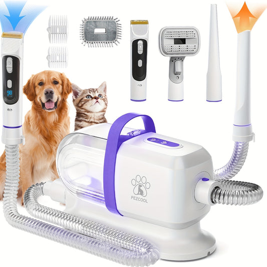 Pet Grooming Vacuum Kit 8-in-1 with 12000Pa Suction – Dog & Cat Hair Vacuum for Shedding, 6 Grooming Tools, 74oz Dust Cup, Low Noise