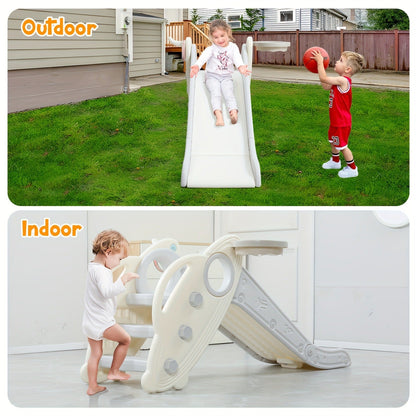 Foldable Toddler Slide for Indoor & Outdoor – Non-Slip Steps, Safe Handrail, Anti-Slip Mat, Extra-Long Buffer Slide
