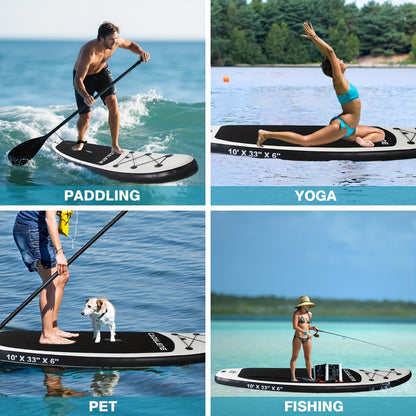 10-Foot by 33-Inch Inflatable Paddle Board Kit with EVA Deck, Three Fins, Paddle, Pump and Backpack