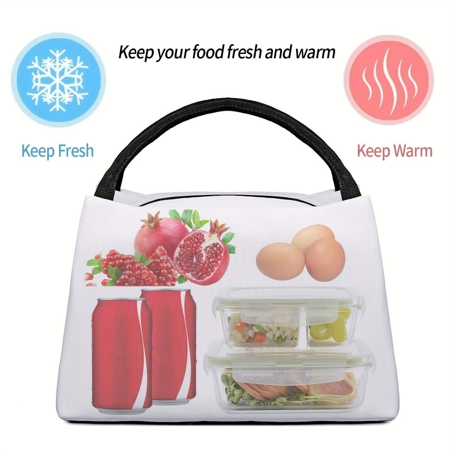 Cooler Bag with Grey Shark Pattern – Portable Reusable Insulated Lunch Bag for Camping, Picnic, Beach, Office, Home & Outdoor Use
