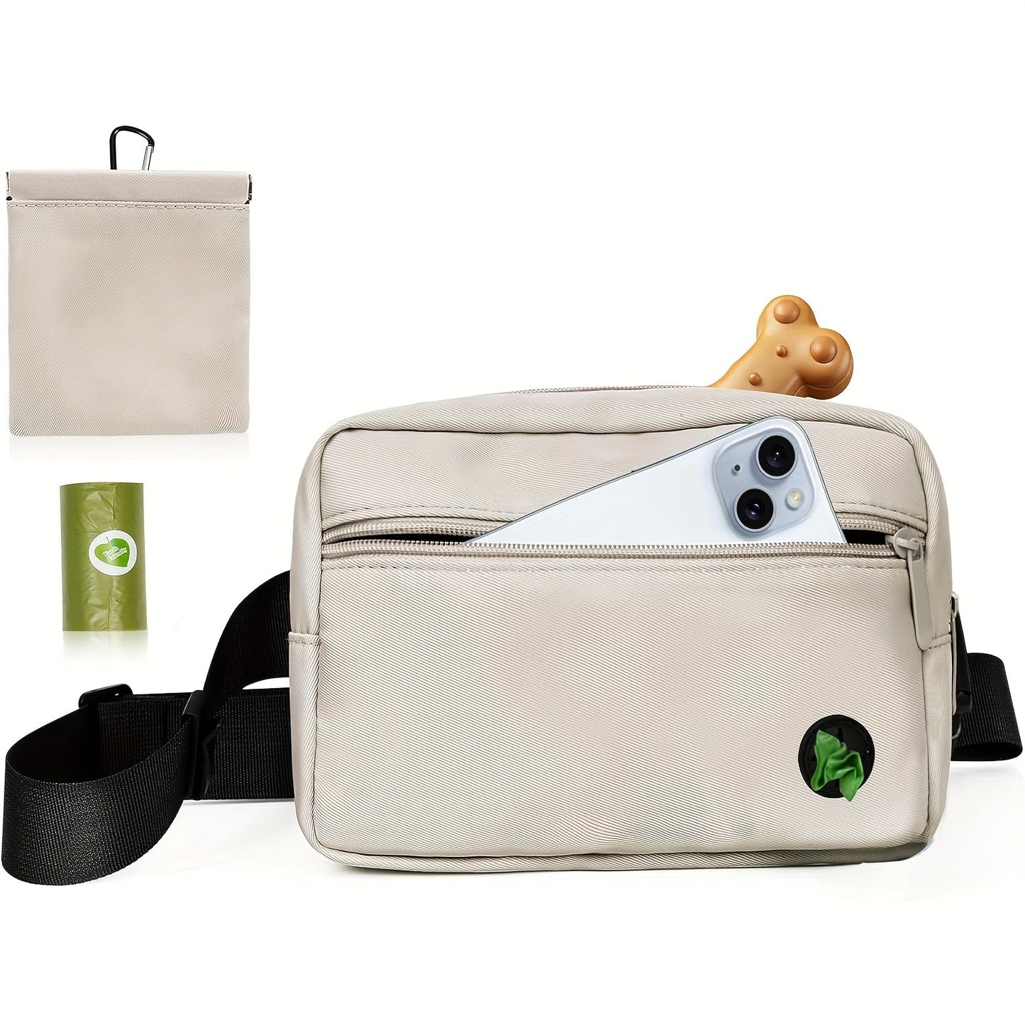 Dog Treat Pouch for Training – Waist Belt Bag with Poop Bag Dispenser, Detachable Treat Bag & Carabiner – Dog Walking Bag for Puppy Training