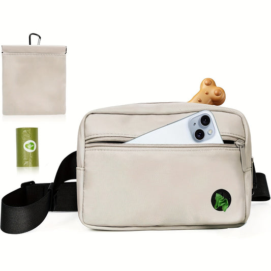Dog Treat Pouch for Training – Waist Belt Bag with Poop Bag Dispenser, Detachable Treat Bag & Carabiner – Dog Walking Bag for Puppy Training