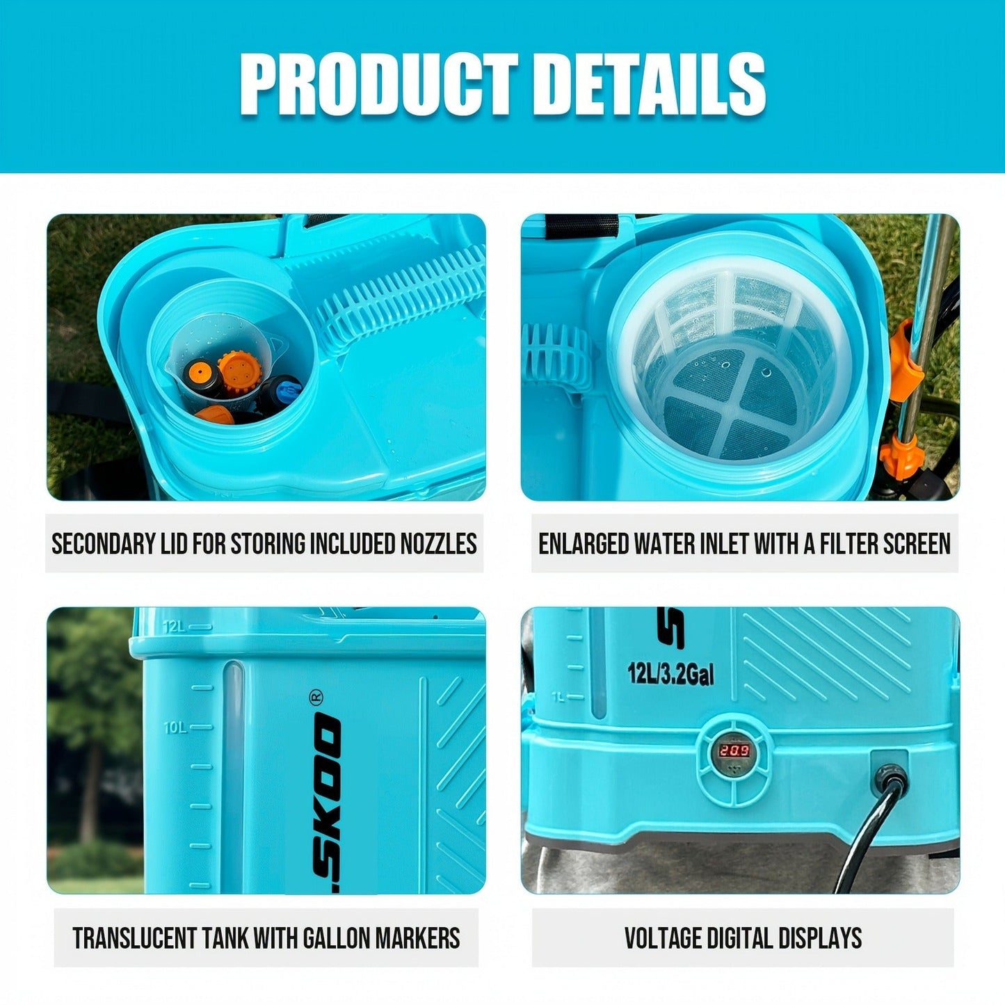 Battery Powered Backpack Sprayer 3.2 Gallon 0-80 PSI Adjustable Electric with the Listed Color, Size or Set Options for Everyday Carry