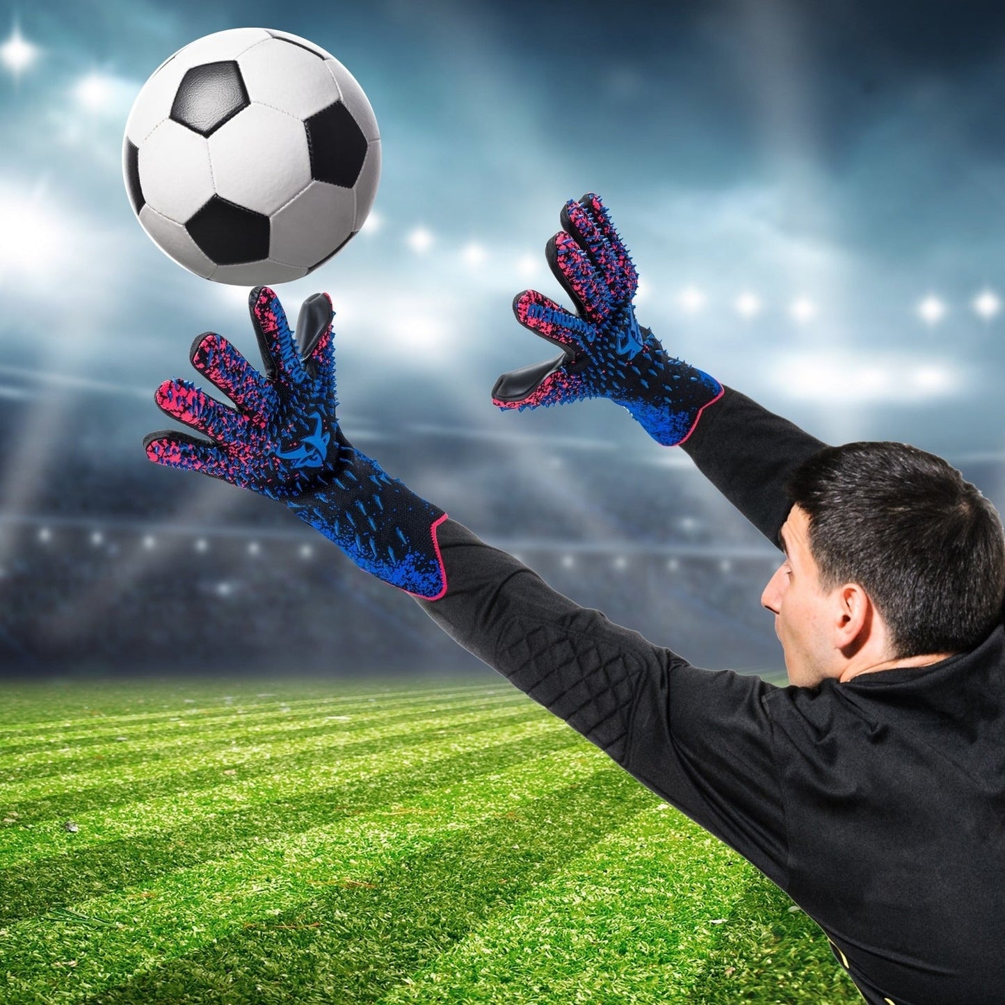 Soccer Goalkeeper Gloves with 4mm Grip Palm – Ventilated Goalie Gloves for Youth & Adults, Flexible Finger Protection, Sizes 6-10