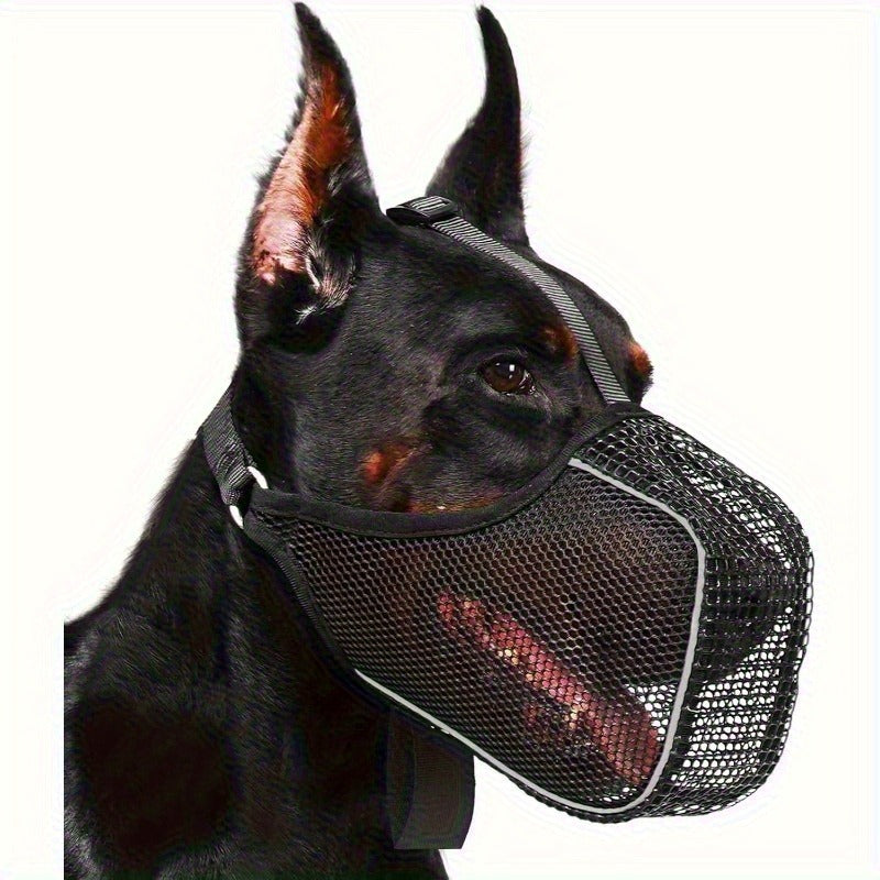 Dog Muzzle Reflective Mesh 2 Pack Anti-Bite Full Coverage with Adjustable Straps, Soft Breathable Polyester Dog Mask for Grooming Vet Visits