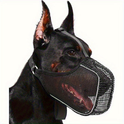 Dog Muzzle Reflective Mesh 2 Pack Anti-Bite Full Coverage with Adjustable Straps, Soft Breathable Polyester Dog Mask for Grooming Vet Visits