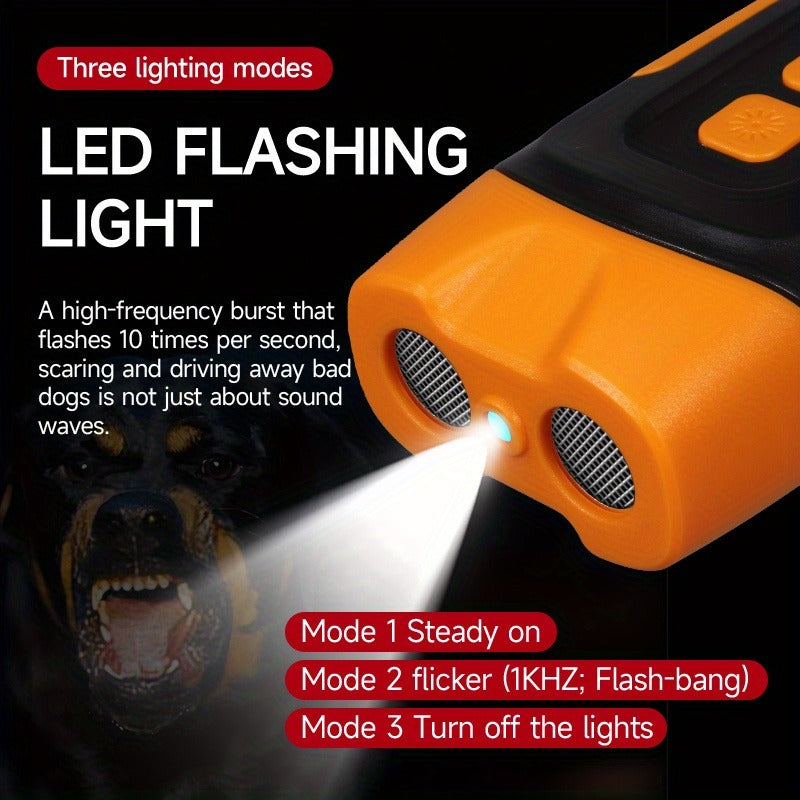 Ultrasonic Dog Bark Control Device with LED Flashlight – Adjustable Anti-Barking Trainer, Portable Indoor Outdoor Dog Behavior Corrector