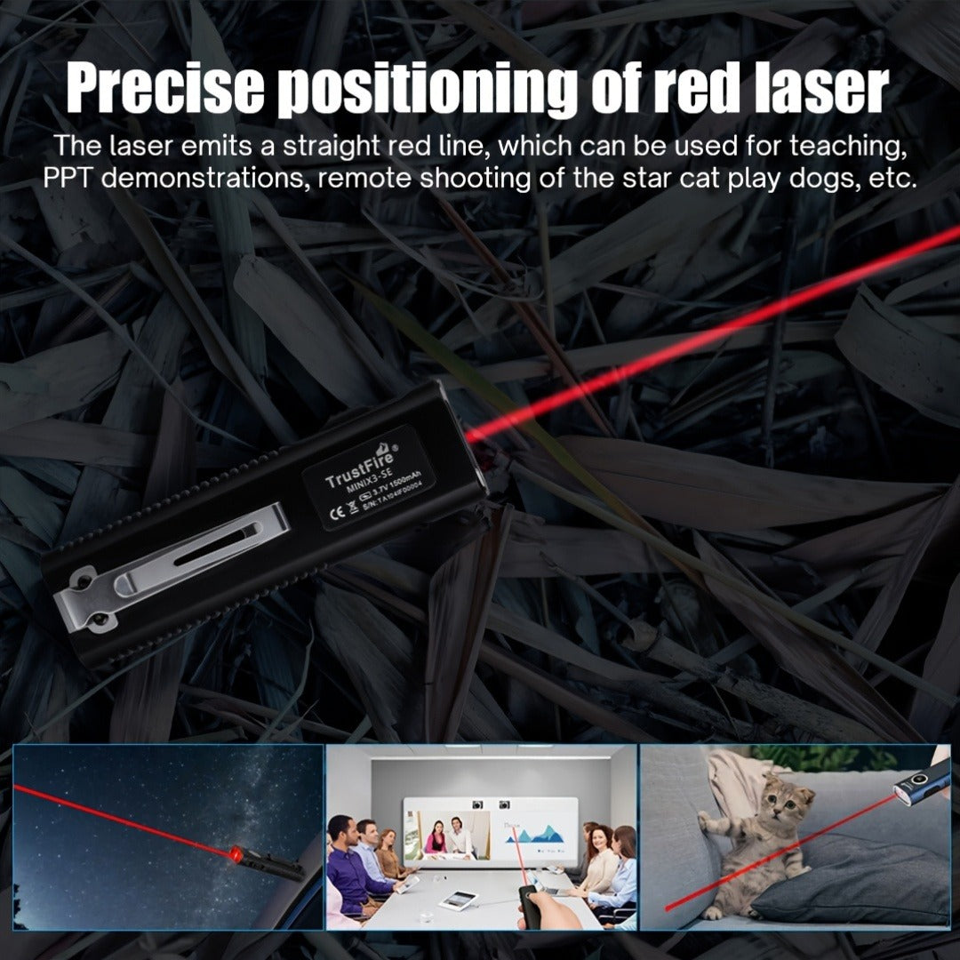 EDC Pocket Flashlight, 1200 Lumen Triple Light Source with White UV Red Beam & Laser, Type-C Rechargeable 5-Mode Mini LED Torch