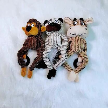 Dog Chew Toys, Squeaky Plush Rope Dog Toy Set with Animal Print for Aggressive Chewers – 6 8 or 10 Pack Interactive Tug-of-War Chew Toys