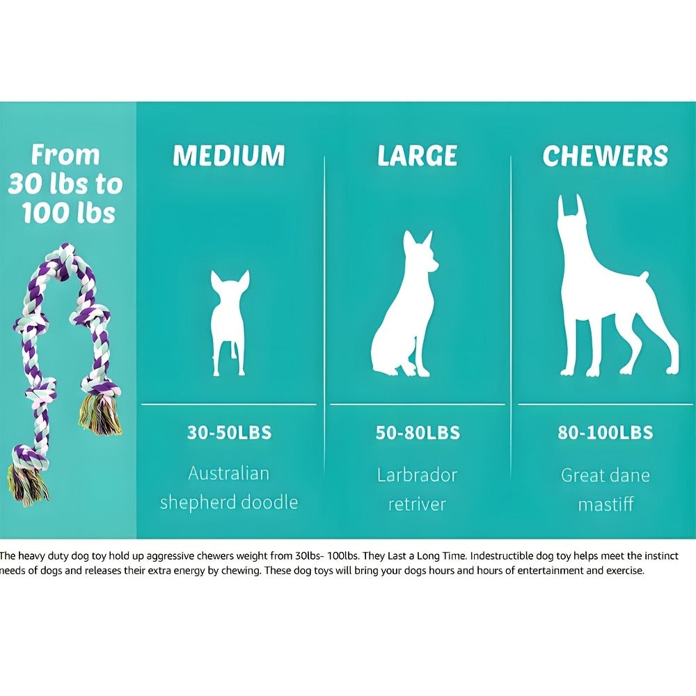 Rope Dog Toy 6-Knot Tug of War Chew Toy for Large Dogs – Heavy Duty Teeth Cleaning Rope Bone Toy for Aggressive Chewers