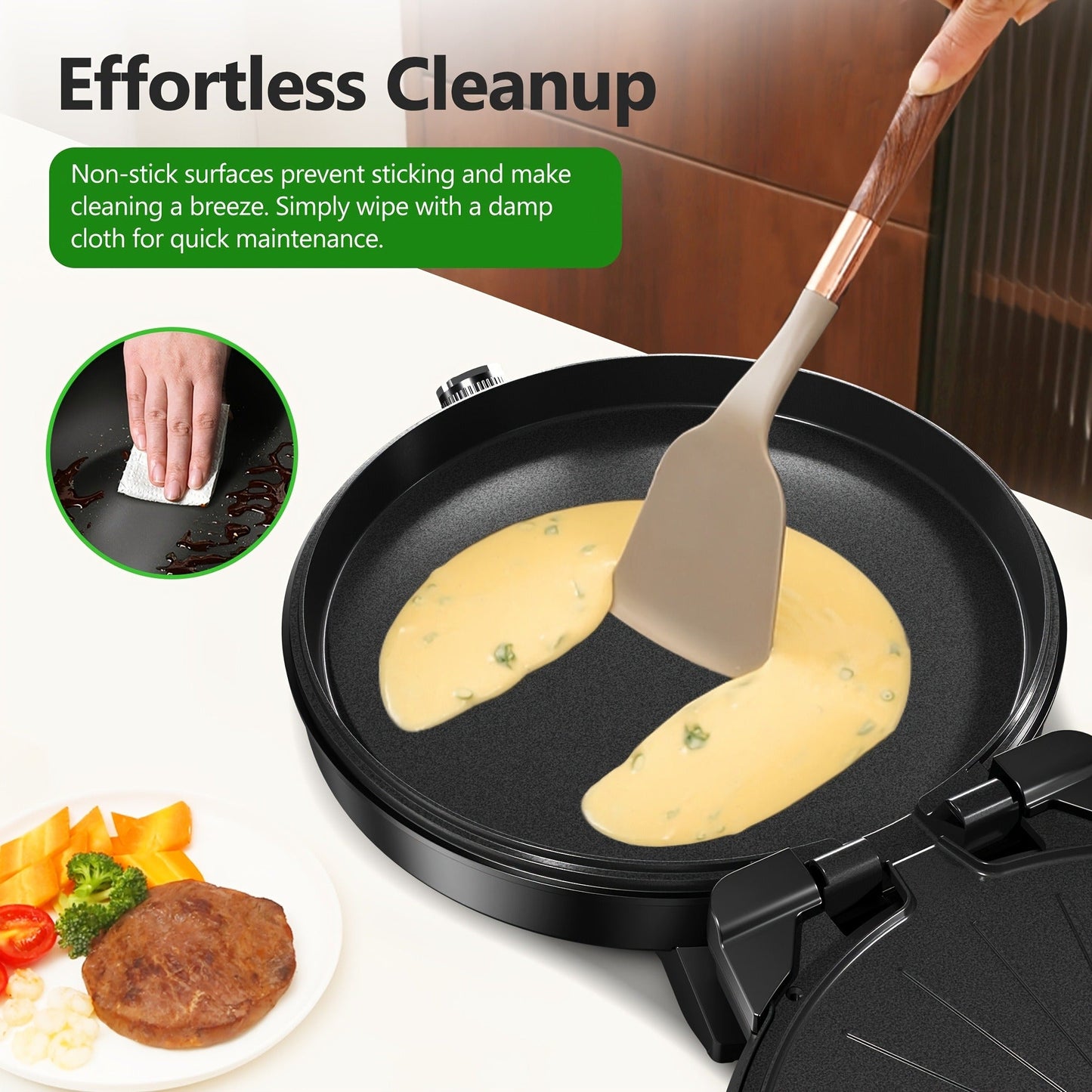 Electric Smokeless Indoor Grill 1500W, 2-in-1 Indoor Grill & Pizza Maker with 30-Min Timer, Auto Shut-Off